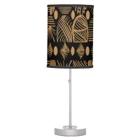 Caribbean Tribal Mudcloth: Black, Gold Table Lamp