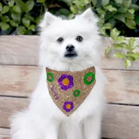 Multicolor Sparkly Simple Flowers Pet Bandana Collar