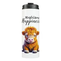 Highland Happiness | Cute Baby Cow Thermal Tumbler