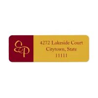 Goldenrod and Burgundy Couple Monogram Label