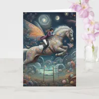 surreal night showjumping fairy  card