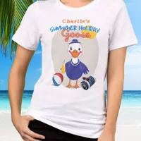 Summer Holiday Silly Goose Cute Cartoon Tri-Blend Shirt