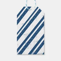 Festive Blue White Stripe Christmas Gift Tags