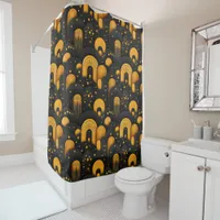 Black and Yellow Art Deco Shower Curtain