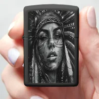 Indian girl warrior with face paint zippo lighter