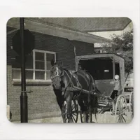 Stop for A Spell, Amish Horse at Stop Sign Mouse Pad