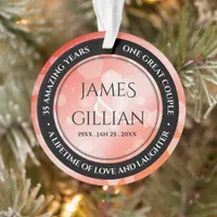 Elegant 35th Coral Wedding Anniversary Ornament