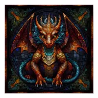 Multi Colored rainbow Dragon  Poster