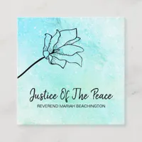 *~* JUSTICE OF THE PEACE   Moon Crater Floral Mint Square Business Card