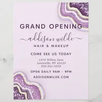 Amethyst Purple Glitter Agate Geode Business Flyer