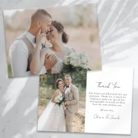 Minimalist 2 Photo Calligraphy Wedding  Thank You Card