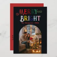 Merry & Bright Colorful Christmas Photo Holiday Card
