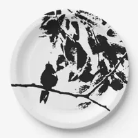 Black and White Hummingbird Silhouette Paper Plates