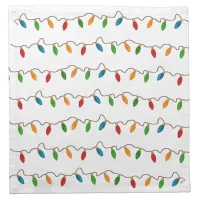 Colorful Rustic Christmas String Lights Holiday Cloth Napkin