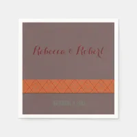 Orange and Brown Fall Wedding Cocktail Napkins