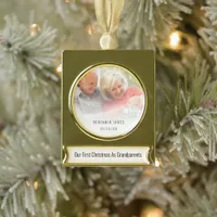 First Christmas Grandparents Photo Name Year Gold Plated Banner Ornament
