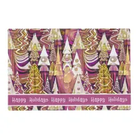 Magenta Gold Christmas Merry Pattern#25 ID1009 Placemat