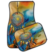 Colorful Feather Dream Catcher Hangs Car Floor Mat