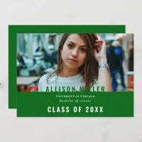 Green Modern Typography Photo Graduation Party Invitation