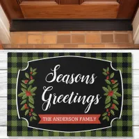 Green And Black Buffalo Plaid Christmas Doormat