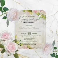Charming Watercolor Roses Quinceañera Invitation