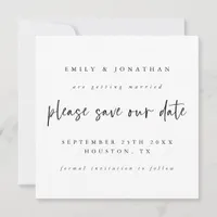 Black White Wedding Save The Date Note Card