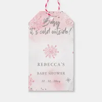 Pink Baby its Cold Outside Winter Baby Shower Gift Tags