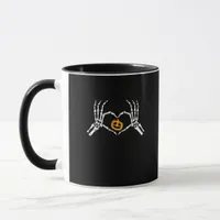 Skeleton Hand Heart Halloween Costume Pumpkin Mug