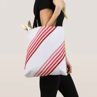 Tote Bag (ao) - Shades of Red Diagonal Stripes