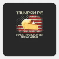 Vintage Usa Flag Trumpkin Pie Make Thanksgiving Gr Square Sticker