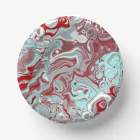Teal, Burgundy, Red and White Marble Swirls    Paper Bowls