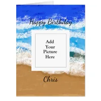 Ocean Art Happy Birthday Add Your Photo Jumbo   Card