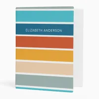 Modern Retro Sunset Stripes Personalized  Mini Binder