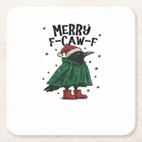 Merry F-Caw-F Essential Minimal Clean Square Paper Coaster