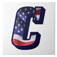 American Flag Letter "C" Large Photo Ceramic Tile