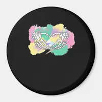 Skeleton Hands Heart With Abstract Coloured Backgr Magnet