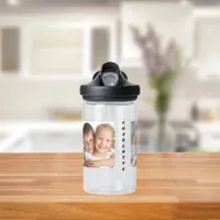 Photo collage family best friends name kids water bottle