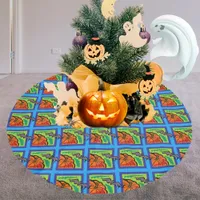 Pumpkins and Bats in Pattern, Name, Halloween, ZSG Brushed Polyester Tree Skirt