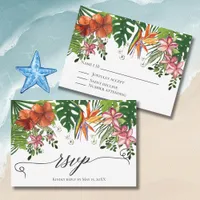 Tropical Watercolor Hawaiian Floral Wedding RSVP  Card