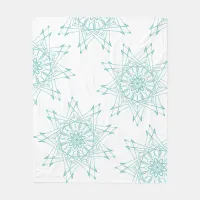 Light Teal and White Sharp Mandala Fleece Blanket