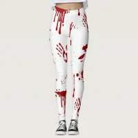 Blood Splatter Bloody Handprints Halloween Leggings