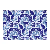 Elegant Chinoiserie Blue Black Cat-Whimsical  Placemat