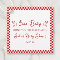 Ciao Baby! Italian Red Baby Shower Thank You Favor Tags