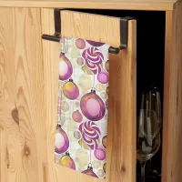 Magenta Gold Christmas Pattern#6 ID1009 Kitchen Towel