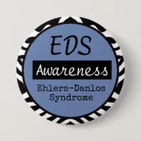 EDS Ehlers-Danlos Syndrome Awareness Zebra Button