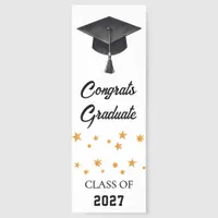 Graduation black gold stars cap bookmarks