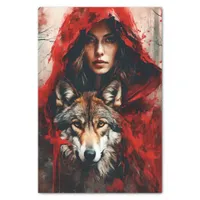 Fairytale Woman and a Wolf decoupage  Tissue Paper