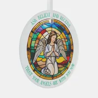 Ask, Believe, Receive | Rainbow Angel Stained  Glass Ornament