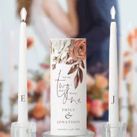 Autumn Florals Romantic Quote Names Date Initials Unity Candle Set