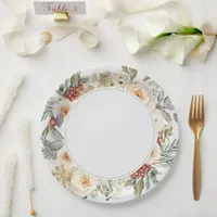 Elegant Winter Floral Wedding Paper Plates